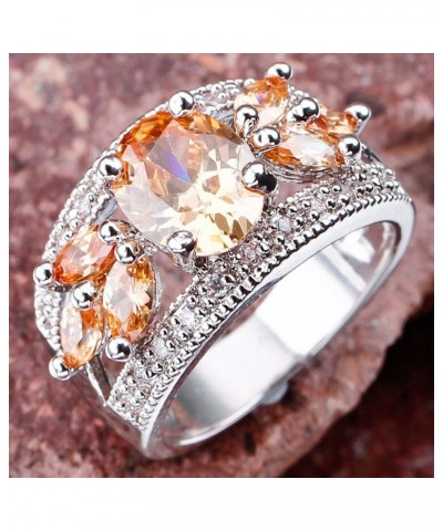 925 Sterling Silver Plated Created Sapphire Quartz&Topaz Cluster Women Band Ring Yellow US8 $3.84 Rings