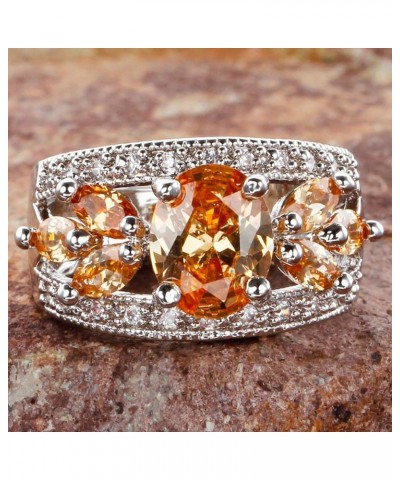 925 Sterling Silver Plated Created Sapphire Quartz&Topaz Cluster Women Band Ring Yellow US8 $3.84 Rings