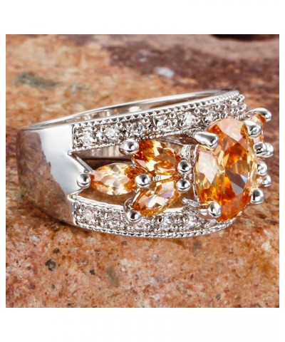 925 Sterling Silver Plated Created Sapphire Quartz&Topaz Cluster Women Band Ring Yellow US8 $3.84 Rings