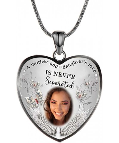 Personalized Memorial Photo Heart Necklace: Silver Customzied Your Own Picture Memory Snake Chain Pendant, Gift for Couples M...