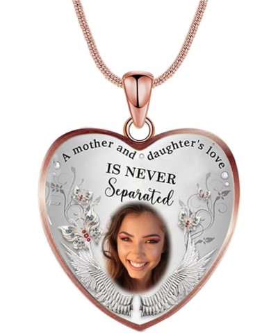 Personalized Memorial Photo Heart Necklace: Silver Customzied Your Own Picture Memory Snake Chain Pendant, Gift for Couples M...