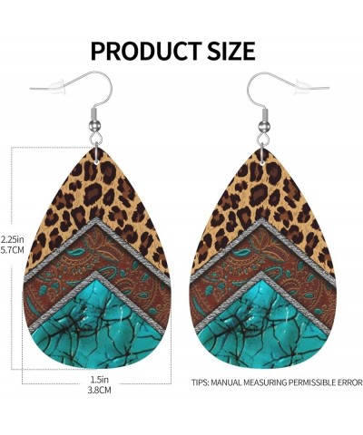 Faux Leather Earrings Teardrop Dangle Earrings PU Leaf Earring Lightweight For Women Girls Turquoise1 $6.83 Earrings