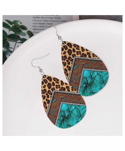 Faux Leather Earrings Teardrop Dangle Earrings PU Leaf Earring Lightweight For Women Girls Turquoise1 $6.83 Earrings