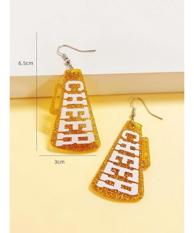 Colorful Acrylic Glitter CHEER Megaphone Dangling Earrings Handmade Lightweigt Resin Rugby Football Game Day Earrings Team Sp...