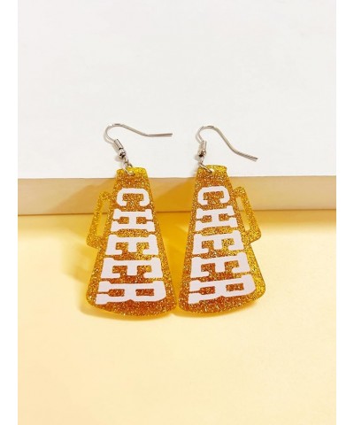 Colorful Acrylic Glitter CHEER Megaphone Dangling Earrings Handmade Lightweigt Resin Rugby Football Game Day Earrings Team Sp...