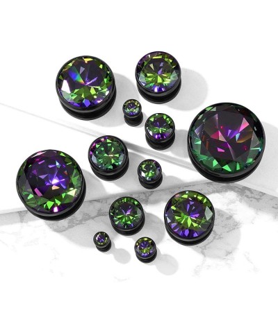 Dynamique Pair Of Vitrail Medium CZ Set Black PVD Over 316L Surgical Steel Screw Fit Flesh Tunnel Plugs T: 8mm $10.92 Body Je...