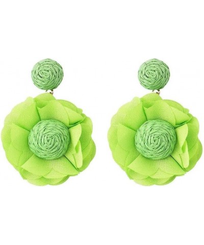 Lafite Flower Colored Earrings Bohemian Valentine's Day Gift for Girl Woman to the Beach Grass green $4.98 Earrings