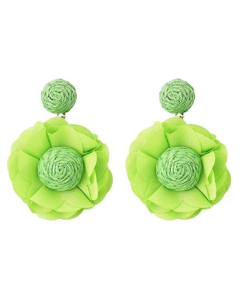 Lafite Flower Colored Earrings Bohemian Valentine's Day Gift for Girl Woman to the Beach Grass green $4.98 Earrings