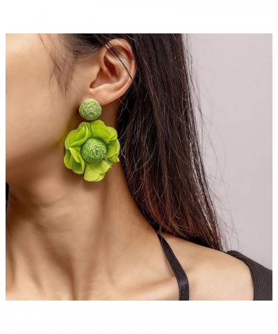 Lafite Flower Colored Earrings Bohemian Valentine's Day Gift for Girl Woman to the Beach Grass green $4.98 Earrings