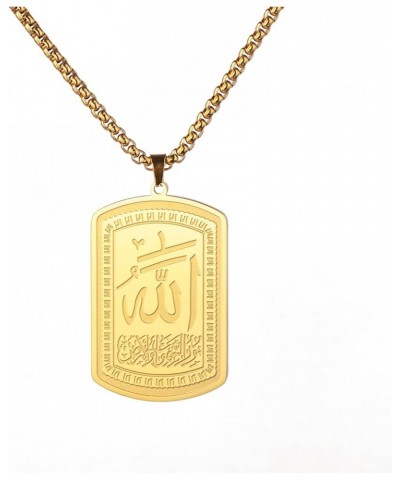 Allah Islam Muslim Pendant Necklace Allah Quran Verses Amulet Religious Jewelry for Women Men Gold/Card-A $9.89 Necklaces