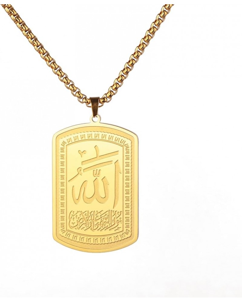 Allah Islam Muslim Pendant Necklace Allah Quran Verses Amulet Religious Jewelry for Women Men Gold/Card-A $9.89 Necklaces