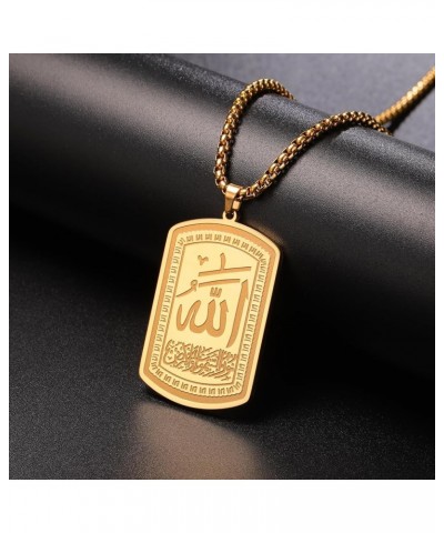 Allah Islam Muslim Pendant Necklace Allah Quran Verses Amulet Religious Jewelry for Women Men Gold/Card-A $9.89 Necklaces