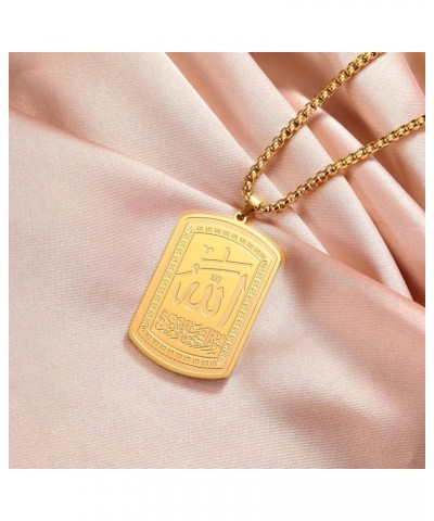 Allah Islam Muslim Pendant Necklace Allah Quran Verses Amulet Religious Jewelry for Women Men Gold/Card-A $9.89 Necklaces