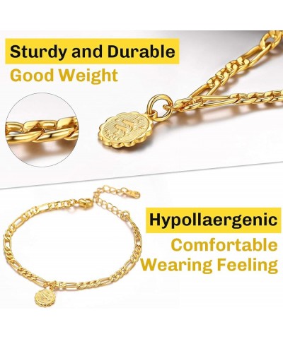 Constellation Zodiac Figaro Chain Anklet for Women Teen Girls, 18K Gold Plated Summer Boho Beach Jewelry 4.5mm Ankel Foot Bra...