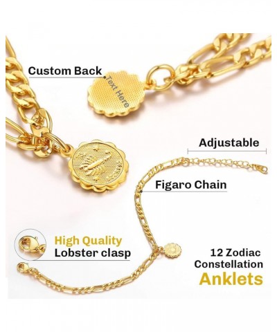 Constellation Zodiac Figaro Chain Anklet for Women Teen Girls, 18K Gold Plated Summer Boho Beach Jewelry 4.5mm Ankel Foot Bra...