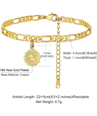 Constellation Zodiac Figaro Chain Anklet for Women Teen Girls, 18K Gold Plated Summer Boho Beach Jewelry 4.5mm Ankel Foot Bra...