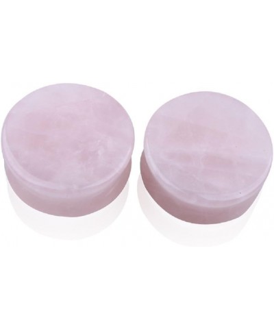 2Pairs Rose Quartz Aventurine Natural Organic Stone Ear Plugs Gauges Tunnel Expanders Stretcher Double Flared Amazonite Flesh...