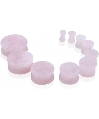 2Pairs Rose Quartz Aventurine Natural Organic Stone Ear Plugs Gauges Tunnel Expanders Stretcher Double Flared Amazonite Flesh...