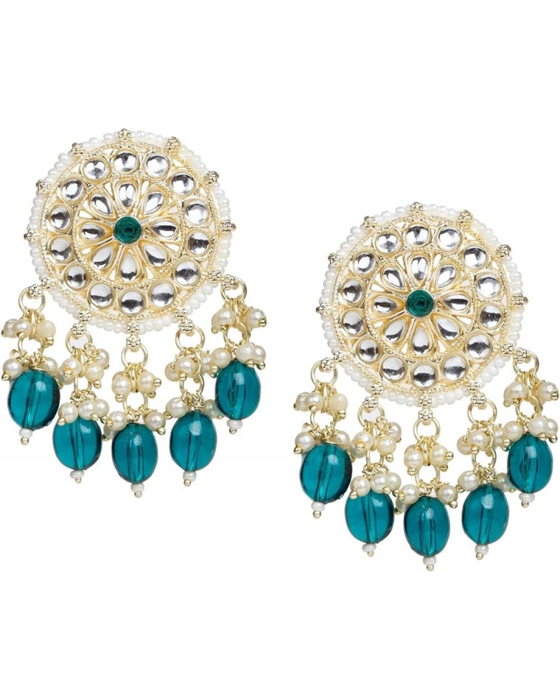 Indian Bollywood Chandbali Kundan Earrings For Women Sea Green $10.25 Earrings