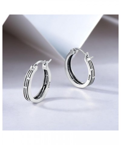 Sterling Silver Hoop Earrings Small Hoop Sun/Leaf/Triangle Huggie Earrings for Women Hypoallergenic Cross-Oxidizied $20.39 Ea...