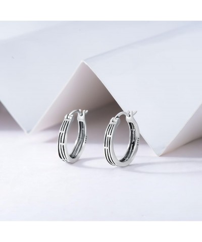 Sterling Silver Hoop Earrings Small Hoop Sun/Leaf/Triangle Huggie Earrings for Women Hypoallergenic Cross-Oxidizied $20.39 Ea...