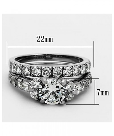 His and Her Stainless Steel 2.50 Carat Cubic Zirconia Bridal Set and Men's Titanium Wedding Band Women's Size 07 Men's Size 0...