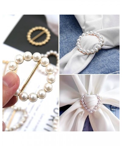 4Pcs Scarf Ring Clip for Women Pearl Flower Scarf Brooches Buckle Metal Shawl Clip Buckle Lady Girls Decoration Accessories B...