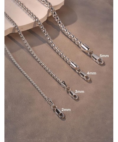 925 Sterling Silver Box Chain 2/3/4/5mm Necklace for Men Silver Link Chain for Women 16/18/20/22/24/26/30 Inches 26 3mm Silve...