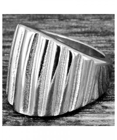 Stainless Steel Chunky Curb Huge Classic Plain Grooved Dome Style Statement Wedding Ring Silver $6.26 Rings