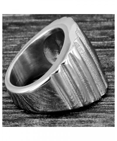 Stainless Steel Chunky Curb Huge Classic Plain Grooved Dome Style Statement Wedding Ring Silver $6.26 Rings