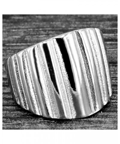 Stainless Steel Chunky Curb Huge Classic Plain Grooved Dome Style Statement Wedding Ring Silver $6.26 Rings