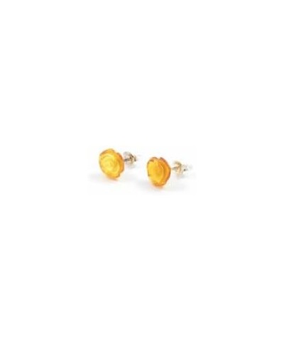 Genuine Baltic Amber Rose Stud Earrings with Sterling Silver, Hand Made From Genuine Baltic Amber Honey $12.00 Earrings