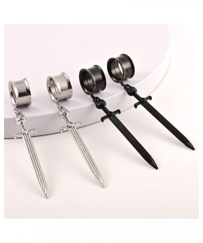 316 Hypoallergenic Stainless Steel Ear Gauges Cool Sword-Pendant Dangle Ear Plugs Tunnels Gauges Ear Stretching A Pair Sellin...