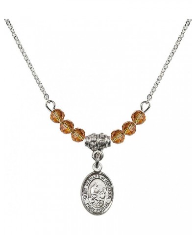 November Birth Month Bead Necklace with Catholic Patron Saint Petite Charm, 18 Inch Saint Bernard of Montjoux $32.44 Necklaces