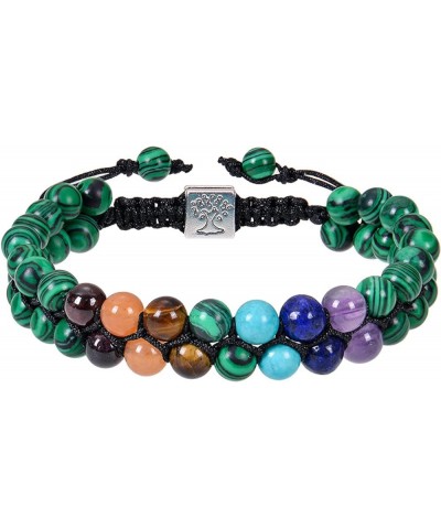 Malachite Double-layer Braided Bracelet Double-row Colorful Stone Bracelet Tree Of Life Jewelry malachite bracelet $13.10 Bra...