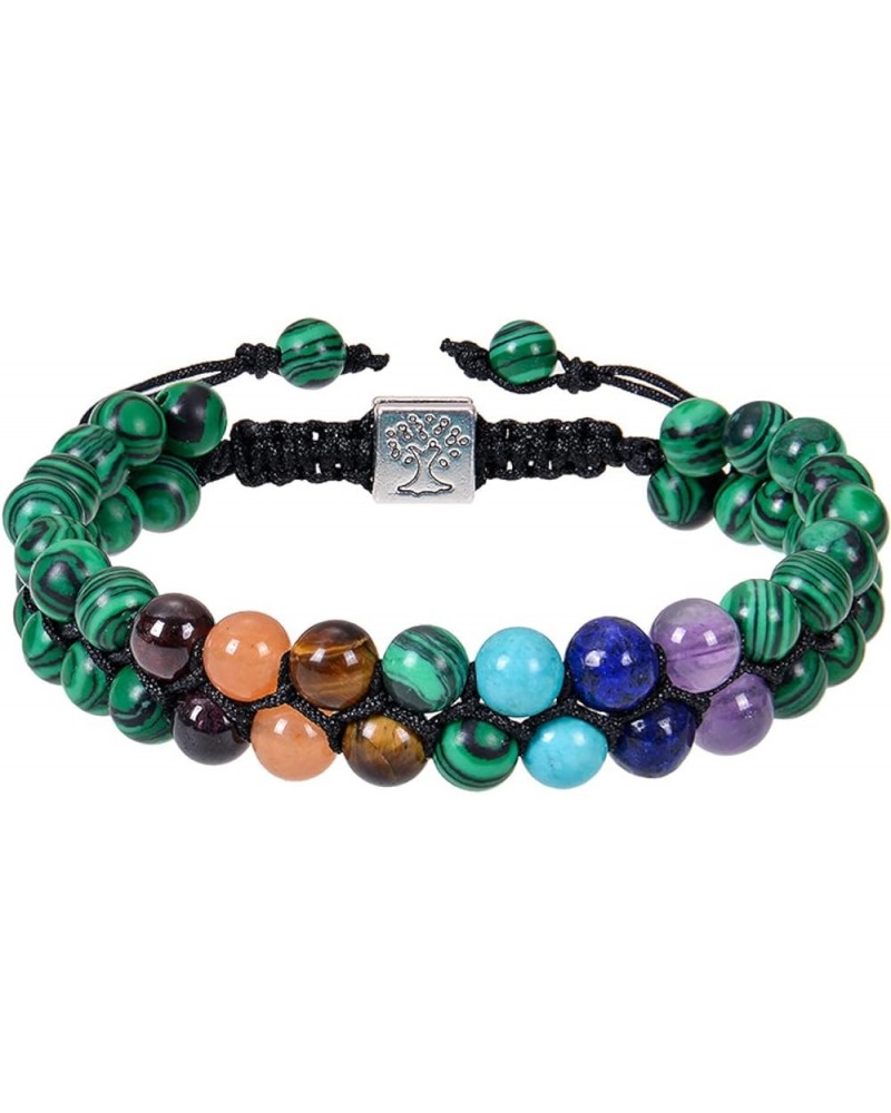 Malachite Double-layer Braided Bracelet Double-row Colorful Stone Bracelet Tree Of Life Jewelry malachite bracelet $13.10 Bra...