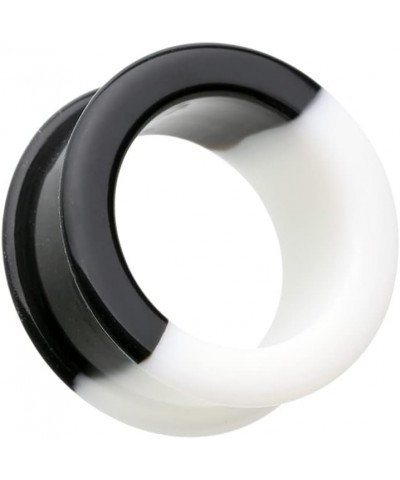 Two Tone Black & White Flexible Silicone Double Flared Ear Gauge Tunnel Plug 0 GA (8mm) $10.39 Body Jewelry