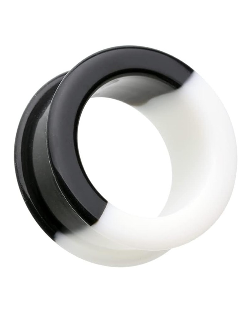 Two Tone Black & White Flexible Silicone Double Flared Ear Gauge Tunnel Plug 0 GA (8mm) $10.39 Body Jewelry