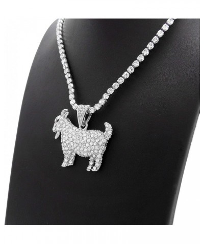 Stone Stud Goat Pendant with 3.5" Rhinestone Chain Necklace Silver-Tone 18.0 Inches $14.70 Necklaces