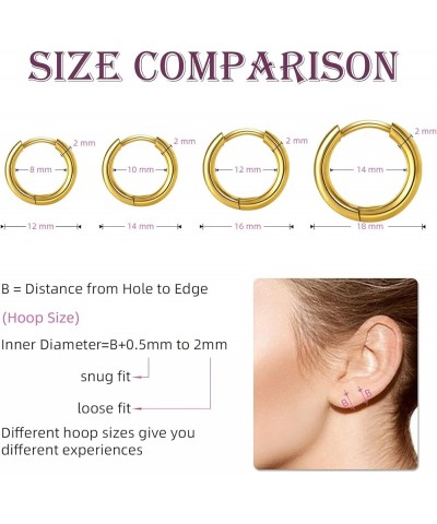 4 Pairs Gold Huggie Hoop Earrings Sets for Multiple Piercing 12-18mm Stainless Steel Hypoallergenic Earrings Small Hoop Carti...