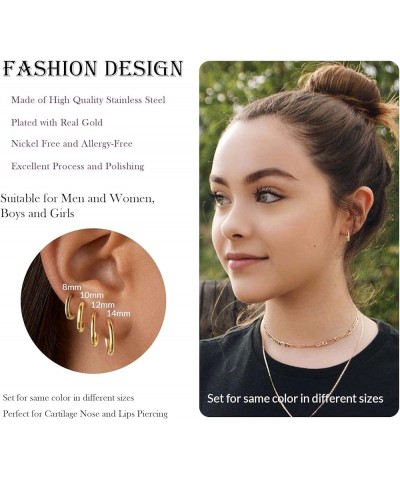 4 Pairs Gold Huggie Hoop Earrings Sets for Multiple Piercing 12-18mm Stainless Steel Hypoallergenic Earrings Small Hoop Carti...