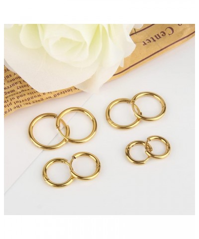 4 Pairs Gold Huggie Hoop Earrings Sets for Multiple Piercing 12-18mm Stainless Steel Hypoallergenic Earrings Small Hoop Carti...