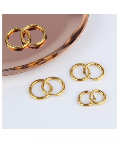 4 Pairs Gold Huggie Hoop Earrings Sets for Multiple Piercing 12-18mm Stainless Steel Hypoallergenic Earrings Small Hoop Carti...