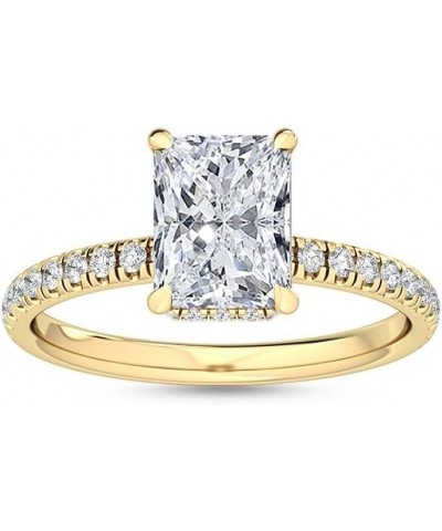 1-5 Carat (ctw) Yellow Gold Radiant Cut LAB GROWN Diamond Side Stone Engagement Ring [ Color E-F, Clarity VS2-SI1 ] 5 Radiant...