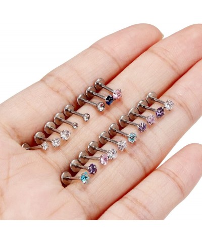 20G 18G 16G Threadless Push in Nose Rings Studs Surgical Steel Pushin Nose Stud 2mm 2.5mm 3mm Round/Heart/Star Crystal Nose P...