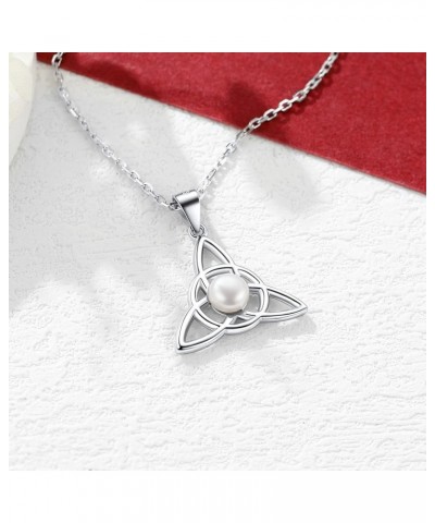 Celtic Knot Pendant Necklace Sterling Silver Irish Jewelry for Women Men Heart/Triangle Vintage/Cross Pendant Necklaces with ...