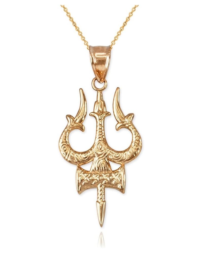 10K Yellow Gold Trident of Lord Shiva Trisula Pendant Necklace 18" Necklace $68.67 Necklaces