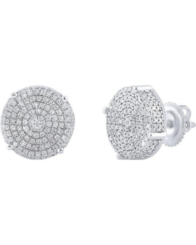 0.50 Carat (ctw) Round Diamond Ladies Circle Pave Cluster Screw Back Stud Earrings 1/2 CT | Available in 10K/14K/18K Gold & 9...