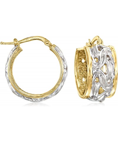 Italian 2-Tone Sterling Silver Byzantine Hoop Earrings $46.90 Earrings