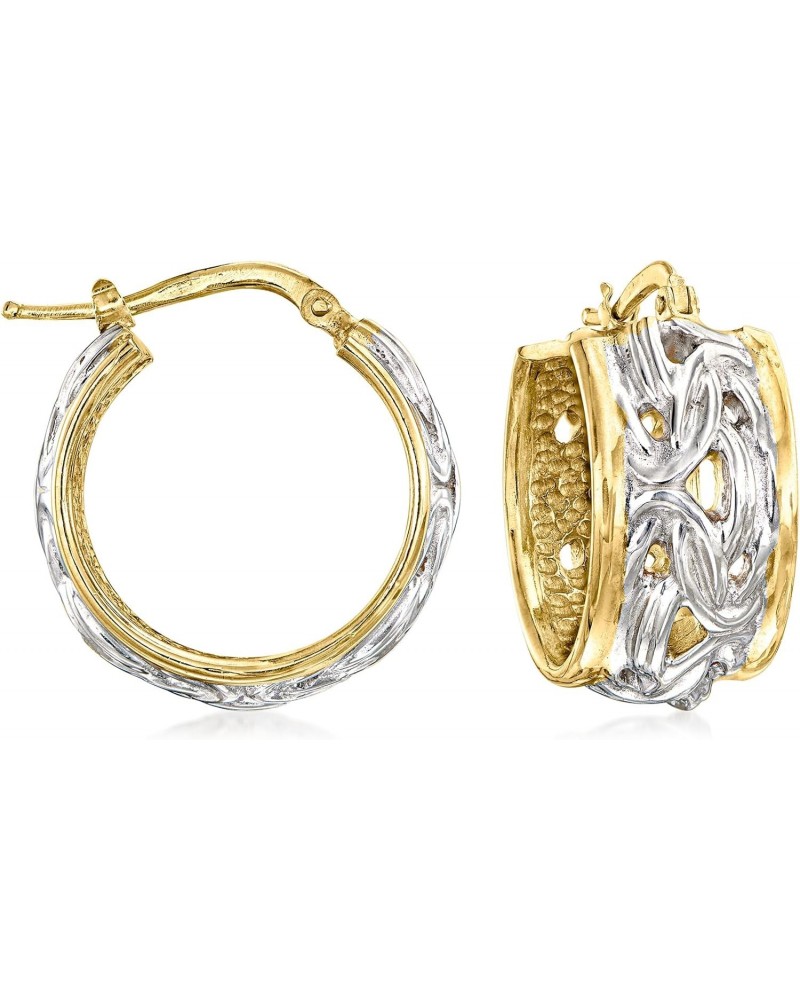 Italian 2-Tone Sterling Silver Byzantine Hoop Earrings $46.90 Earrings